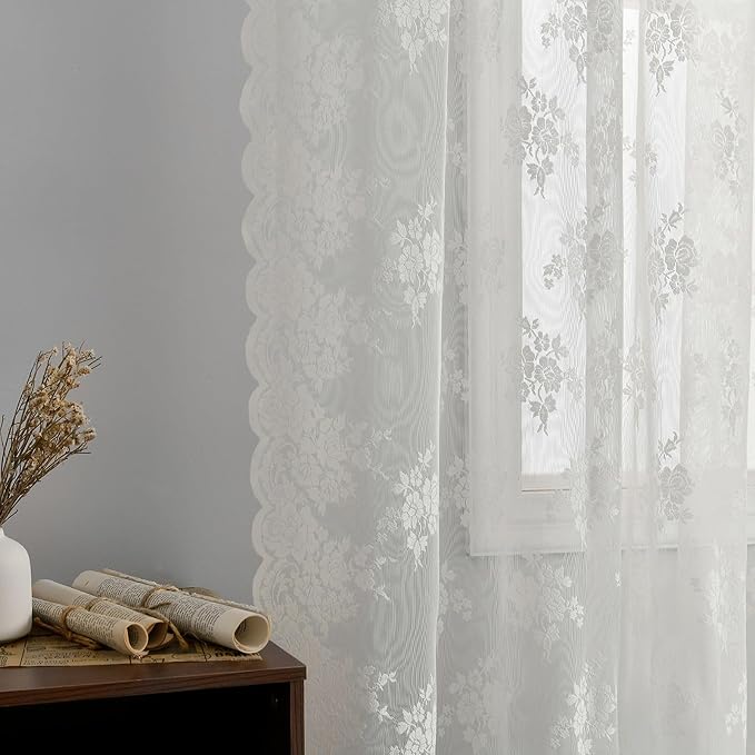 Kotile Short Ivory Lace Curtains - Image 8