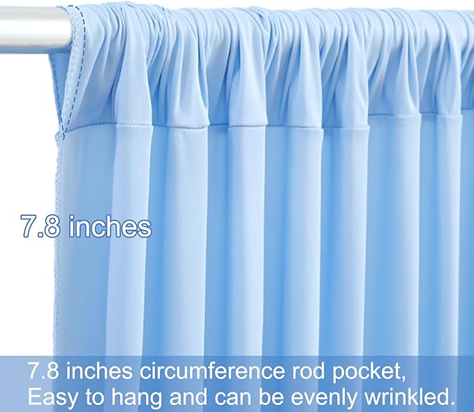 4 Panels Baby Blue Backdrop Curtains - Image 6