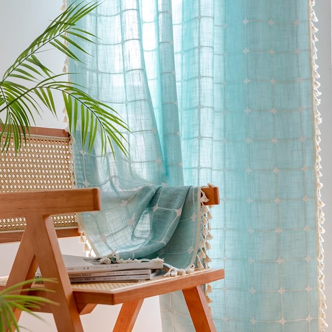 Sutuo Home Boho Curtain Plaids for Bedroom, Vintage Gingham Curtains Cottage - Image 6