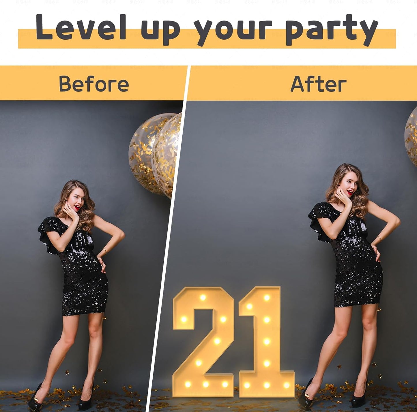 imprsv 3FT Marquee Numbers, Light Up Numbers for 15th 50th Birthday Decorations Anniversary Party Decor, Number 5 Light Up Number, Pre-Cut Foam Board Kit