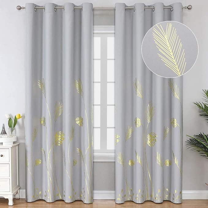 Light Grey Blackout Curtains 84 Inches Long, Light Blocking Thermal Insulated by ESTELARTEXTILER