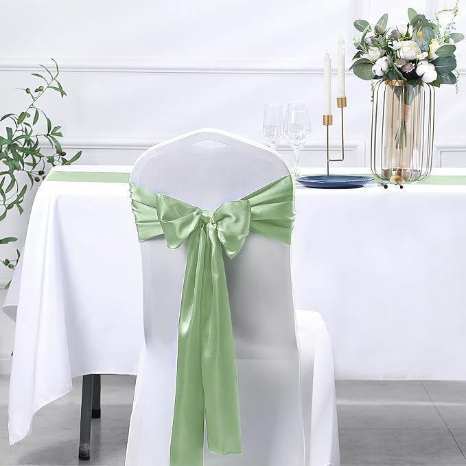 SiinvdaBZX 4 Pcs Sage Green Satin Table Runner 12 x 108 inches Long | Bright - Image 6