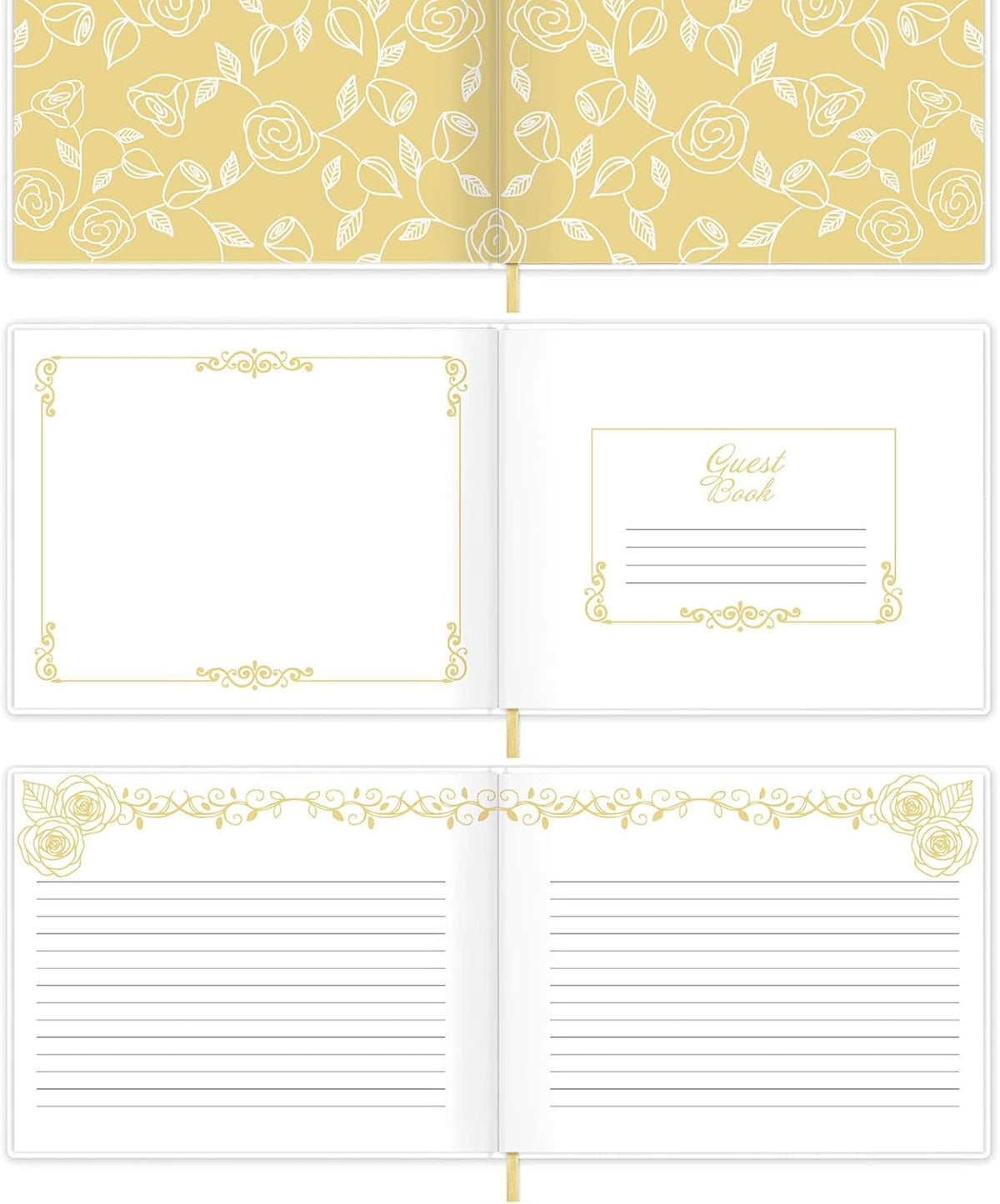Vienrose Wedding Guest Book Registry Sign-in Book with 123 Blank Lined Pages Gilded Edges Hardcover Book for Wedding Baby Shower Birthday