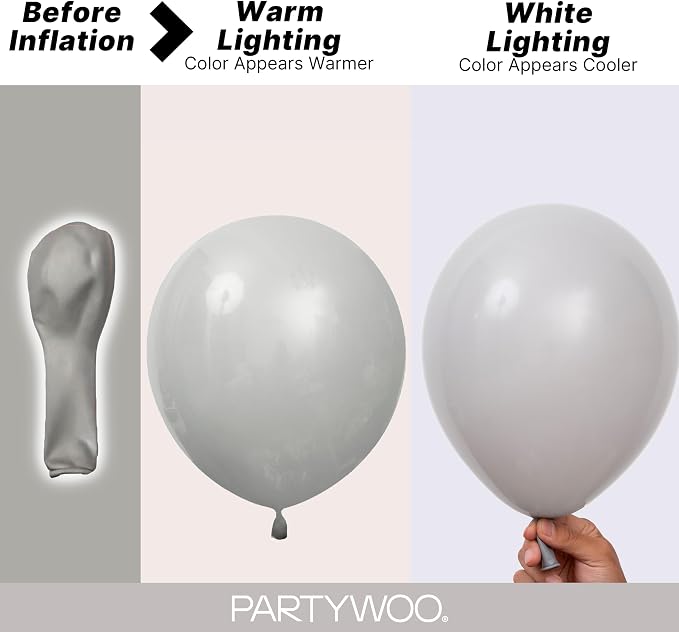 PartyWoo Gray Balloons 155pcs Different Sizes Pack of 18 12 10 5 Inch Matte - Image 3
