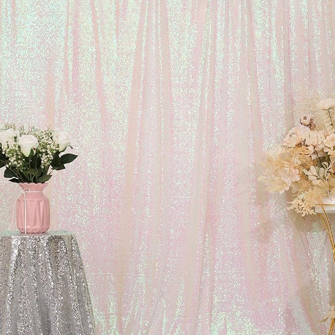 Eternal Beauty White Iridescent 3mm Sequin Backdrop 5x7 Ft - Image 4