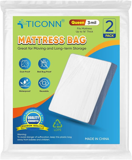 TICONN 2PK Plastic Mattress Bag by TICONN