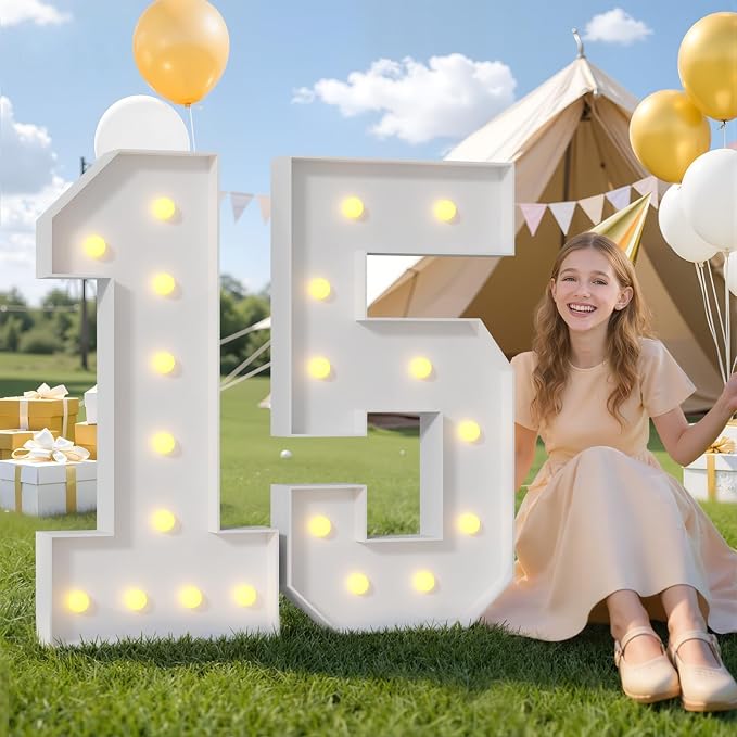 4FT Light Up Marquee Number 40 Warm White Light | Decorations - Image 7