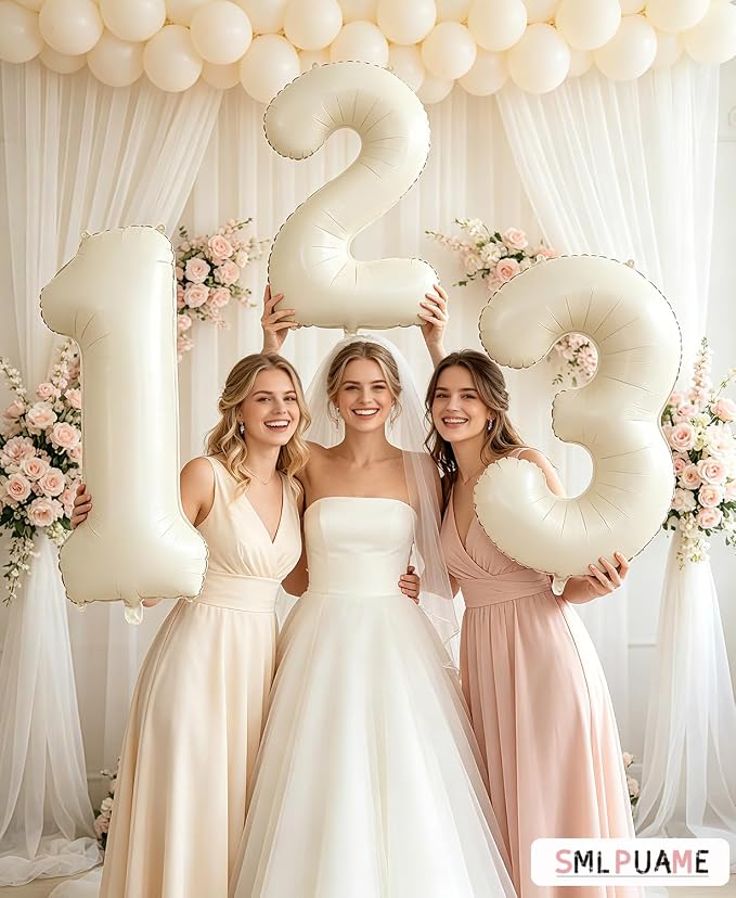 40 Inch Beige Number 2 Balloons - Image 4