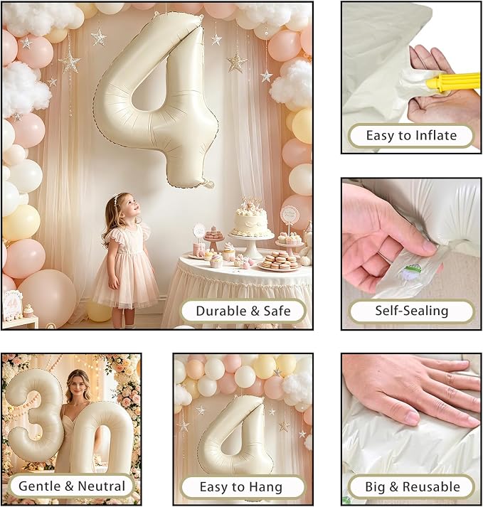 40 Inch Beige Number 2 Balloons - Image 7