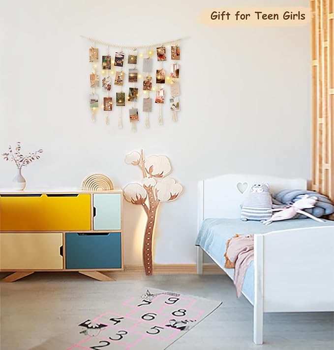 Mkono Hanging Photo Display, Boho Macrame Wall Decor - Image 3