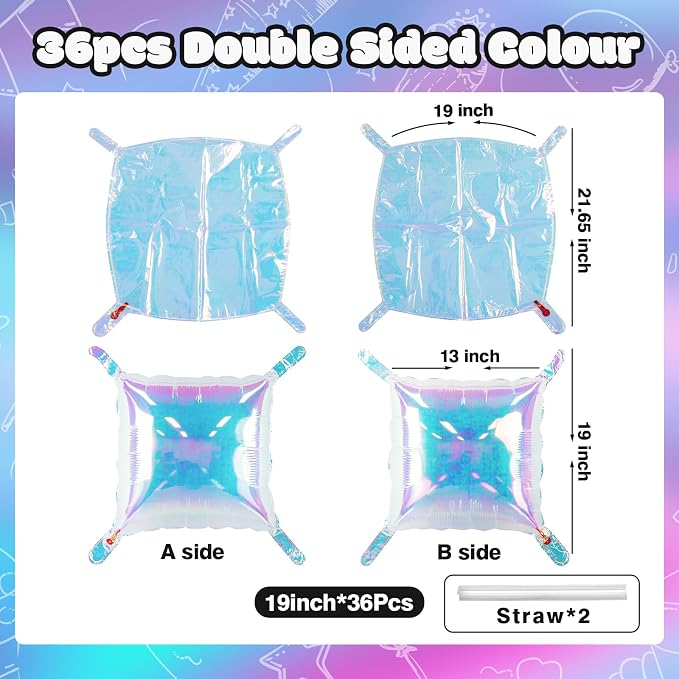 NISOCY 36PCS Iridescent Square Foil Balloons Wall Backdrop | Holographic - Image 2