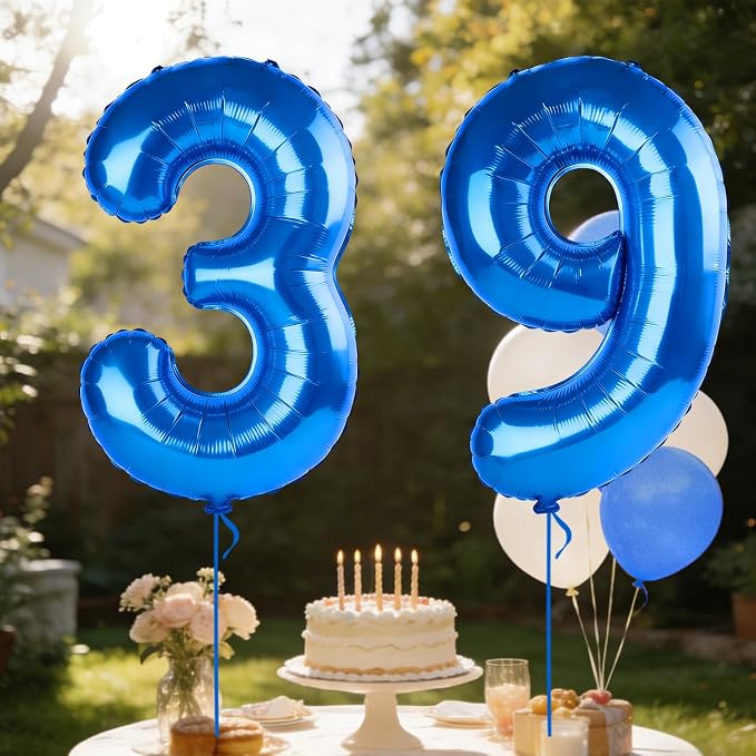 40 Inch Number 39 Balloons for 39th Birthday Party Decorations, 0-100 Dark Blue - Image 3