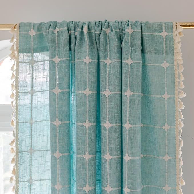 Sutuo Home Boho Curtain Plaids for Bedroom, Vintage Gingham Curtains Cottage - Image 4