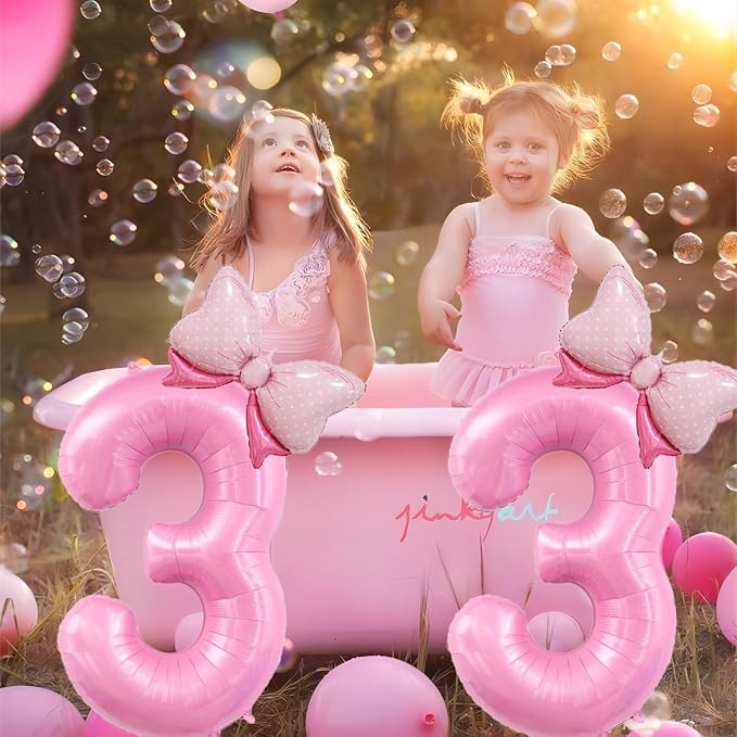40 inch Number 9 Balloon with Bow Pink Happy Birthday Jumbo Number Balloon - Image 5