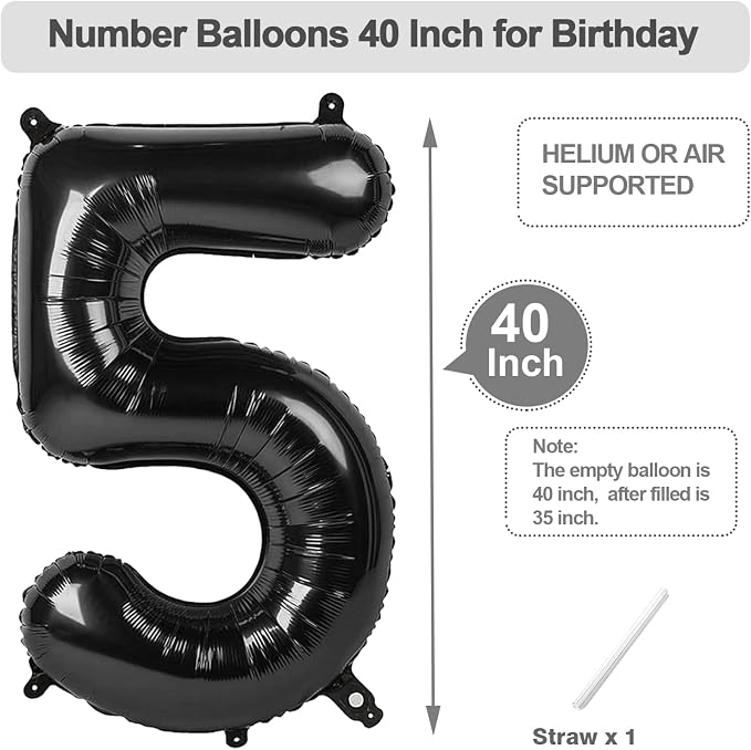 Numbers 14 Balloon 40Inch Black Balloons - Image 5