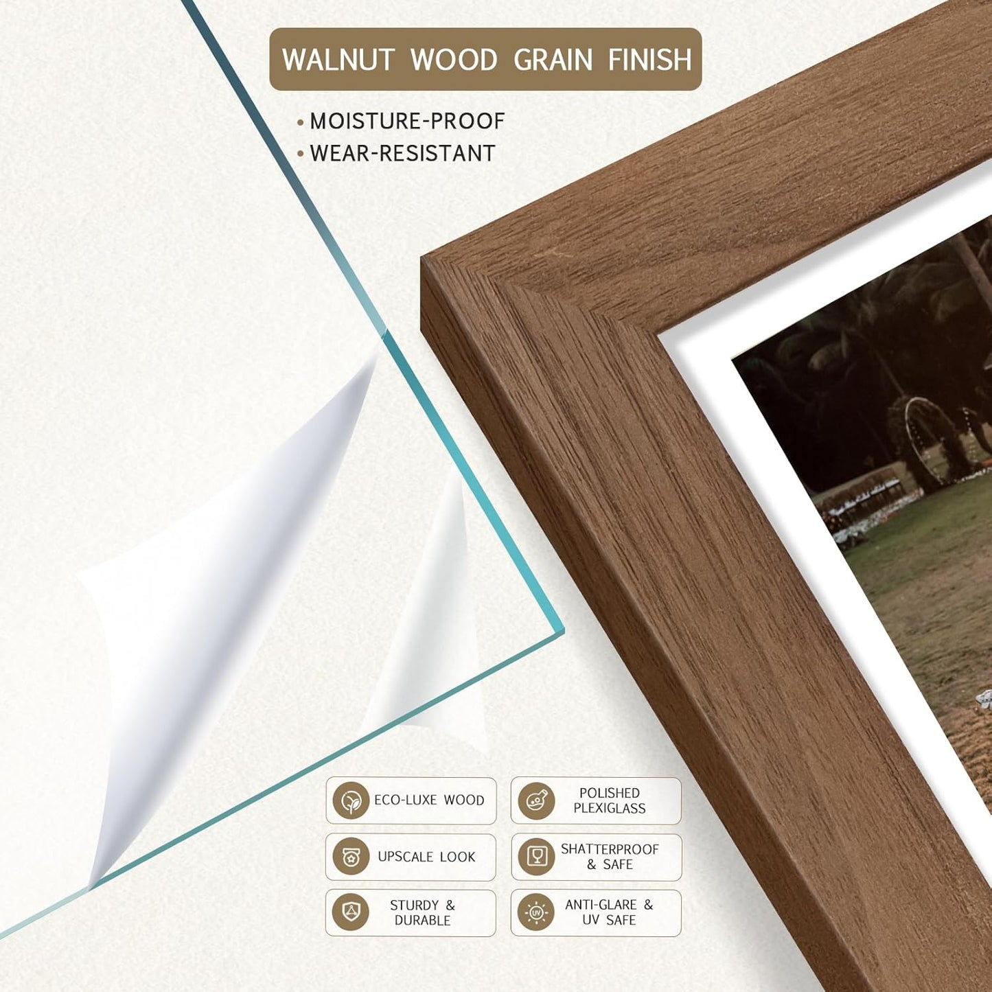 20x30 Poster Frame 4 Pack - Walnut, Brown Wood Picture Frame, Dissplay Photos, Posters and Puzzles, Horizontal or Vertical Wall Hanging