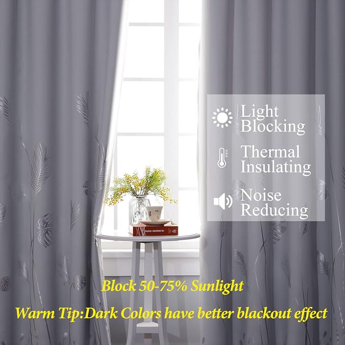 Greyish White Thermal Insulted Curtains 96 Inches Long Room Darkening Light - Image 6