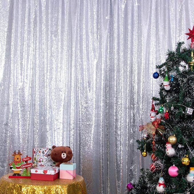SquarePie 7x7ft Silver Sequin Backdrop, High Density Non-Transparent Glitter - Image 8