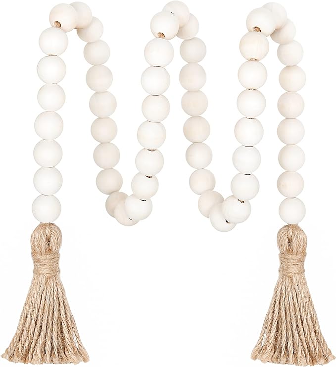 Meplait 39in Wood Bead Garland, Farmhouse Beads by Meplait