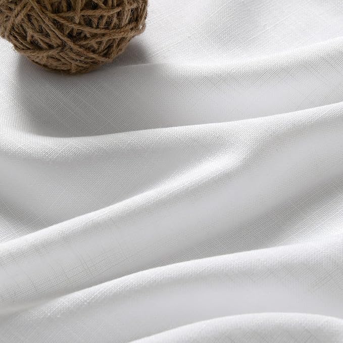 White Semi Sheer Linen Curtains 72 inch Length - Image 5