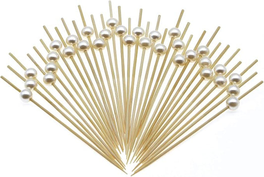 Minisland Ivory White Pearl Bamboo Cocktail Picks, Decorative Toothpicks | 4.7 by Minisland