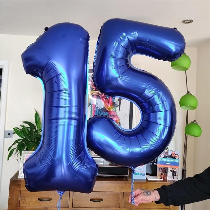 Navy Blue Number 1 Balloons, 40 In Large Dark Blue Number 1 Foil Helium Balloons - Image 5