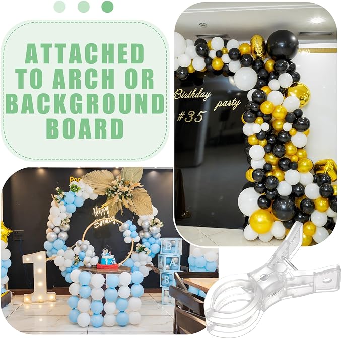 LemonRoad 20 Pack Large Balloon Arch Clips Plastic Transparent Backdrop Spring - Image 7
