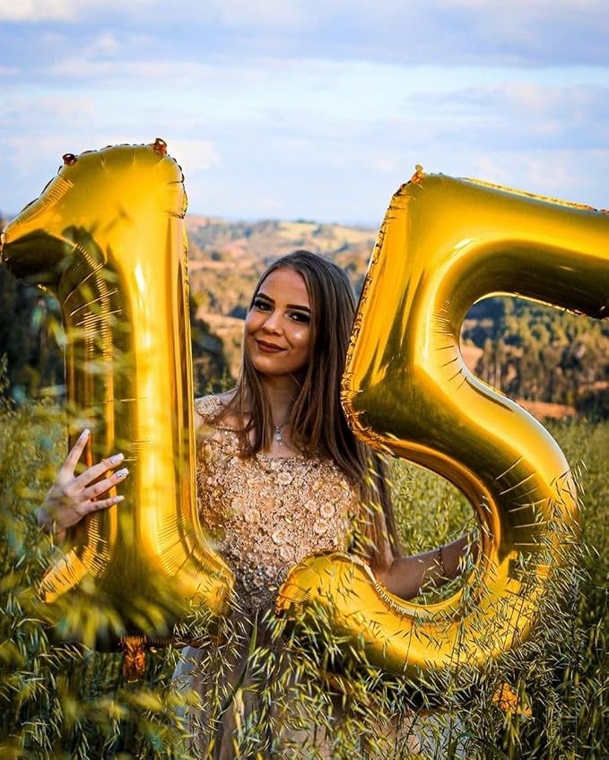 Number Balloons 40 Inch Gold 27 Balloon - Image 2