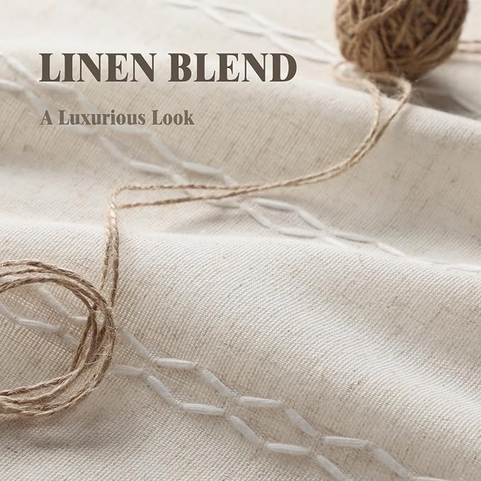 80% Boho Blackout Curtains 96 Inch Linen Blend Drapes 2 Panels | Vintage - Image 6