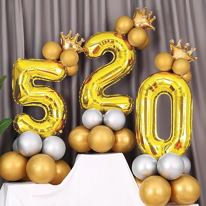 40 Inch Gold Number Balloons, Helium Mylar Foil Number Balloons - Image 6