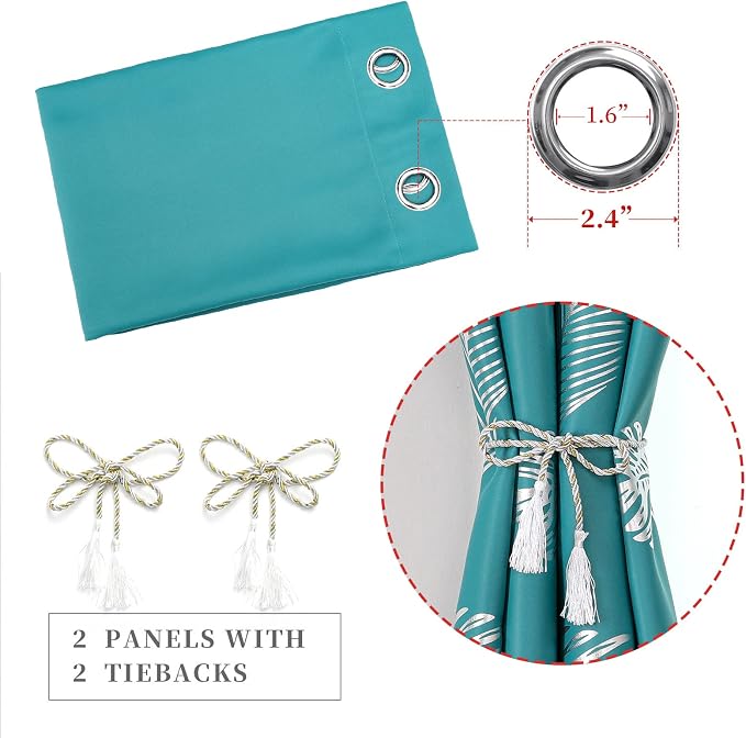 Teal Blackout Curtains 84 Inches Long, Grommet Curtains - Image 4