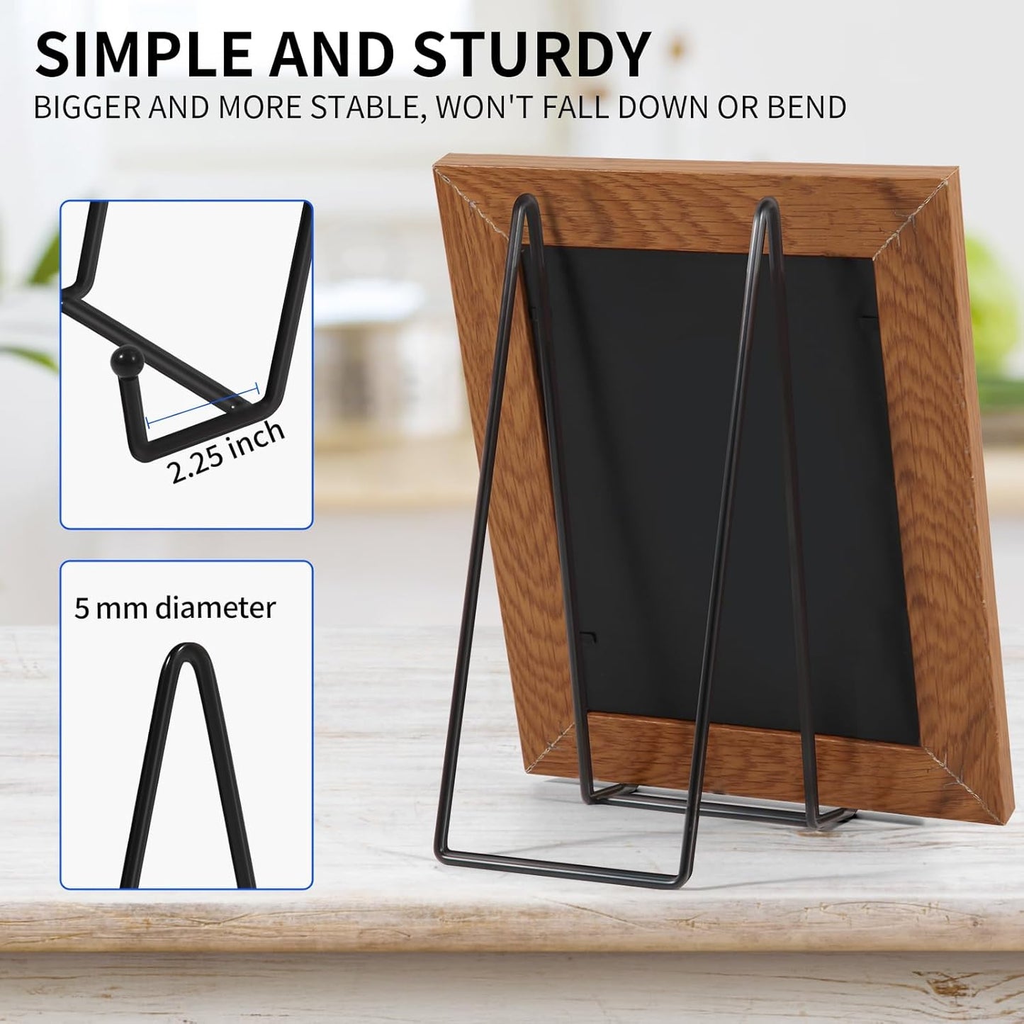 Decolore 5 Pack 10.3 Inch Black Plate Stands Picture Easels for Display Large Book Stands for Picture, Decorative Plate, Book, Frame, Tabletop Poster