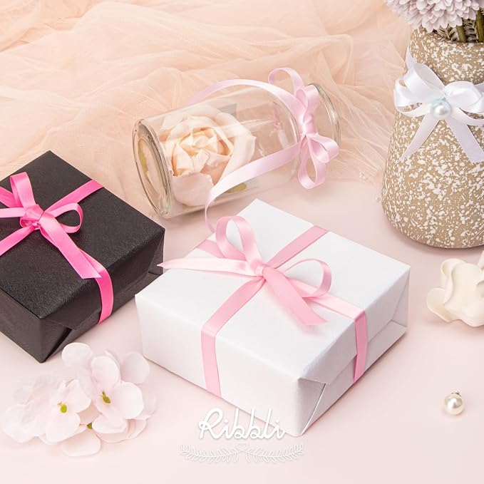 Ribbli Double Faced Light Pink Satin Ribbon, 3/8” x Continuous 25 Yards - Image 5