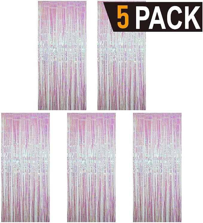 GOER 3.2 ft x 9.8 ft Metallic Tinsel Foil Fringe Curtains Party Photo Backdrop - Image 2
