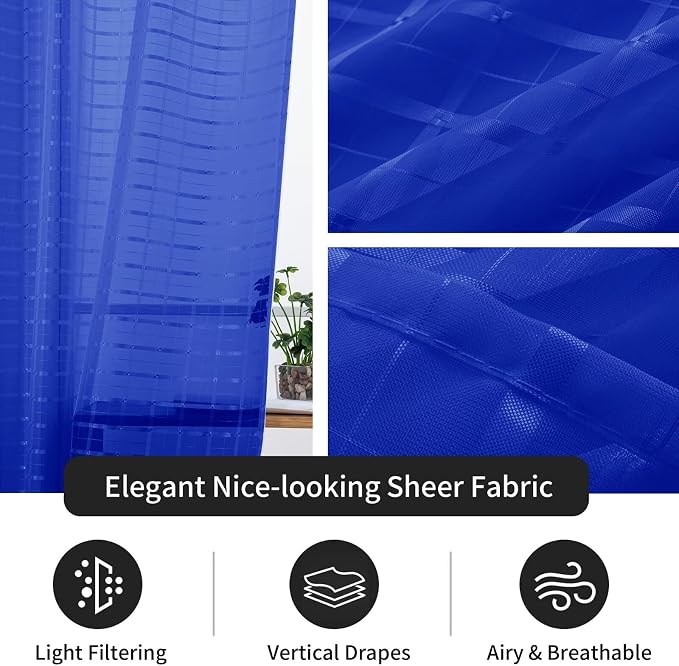 SpaceDresser Check Sheer Curtains 96 Inches Long - Image 4