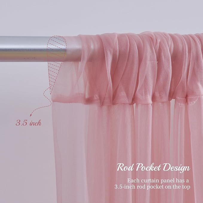 10x8ft Dusty Rose Tulle Backdrop Curtain - Image 5