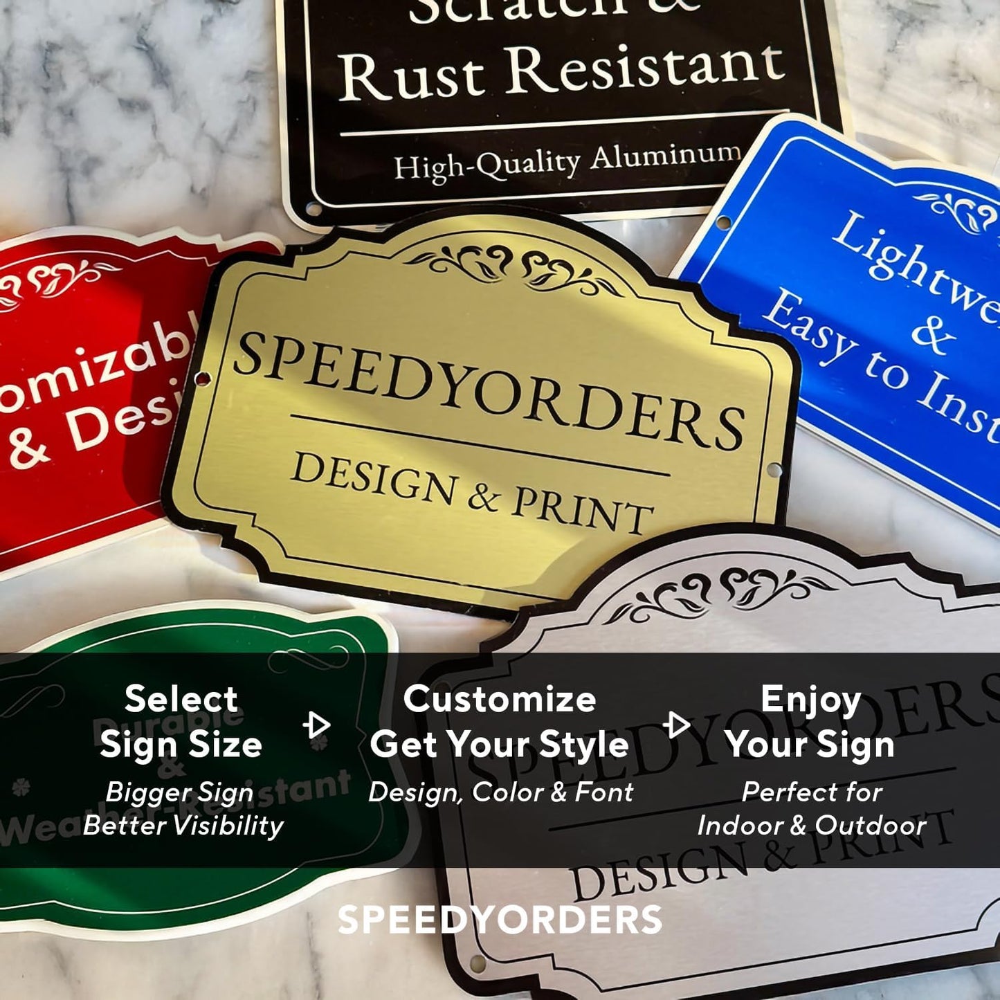 Custom Decorative Outdoor Metal Signs, Personalized Aluminum Signs, Customized Driveway Signs, Waterproof Signs Made In USA, Design 3 Metalic Silver 42x28 In