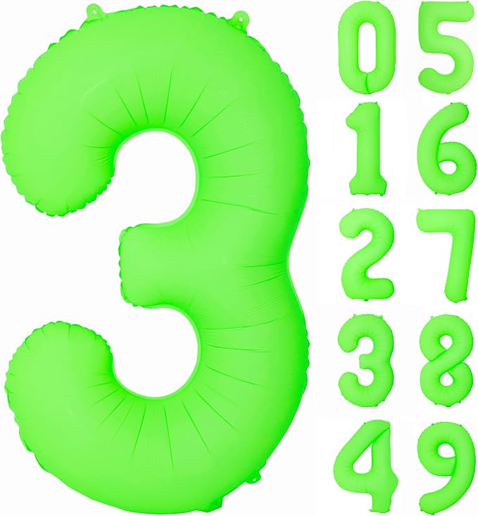 40IN Fluorescent Green Number 3 Balloons Glow In The Dark Green Balloon | by YOIOZAIZAI