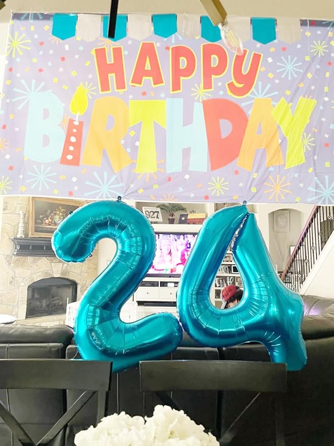 Number 4 Balloons 40 Inch for 4 14 Birthday Party Decorations, Light Blue | - Image 3