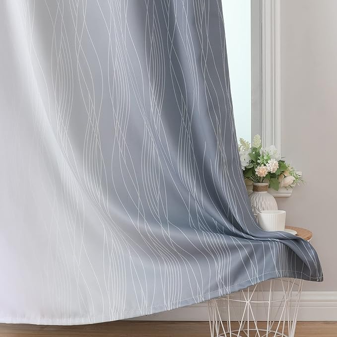 Grey and Greyish White Gradient Blackout Curtains 102 Inches Long - Image 6