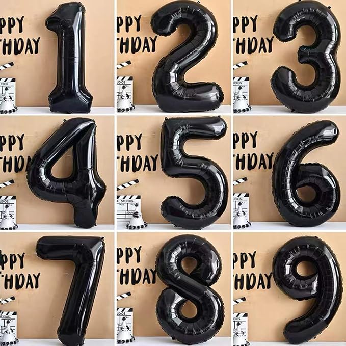 Jonhamwelbor 17 Number Balloons Black Big Giant Jumbo Big Large 17 or 71 Foil - Image 4
