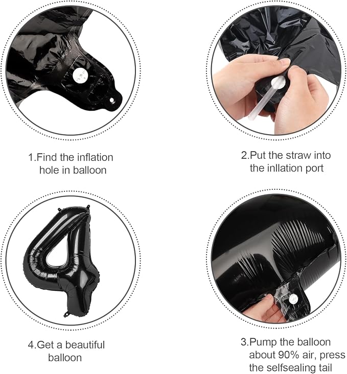 Numbers 14 Balloon 40Inch Black Balloons - Image 6