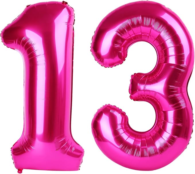 13 Balloon - Hot Pink Birthday Number Balloons, 40 Inch Party Decorations | Hot by ALPHADELTAPI