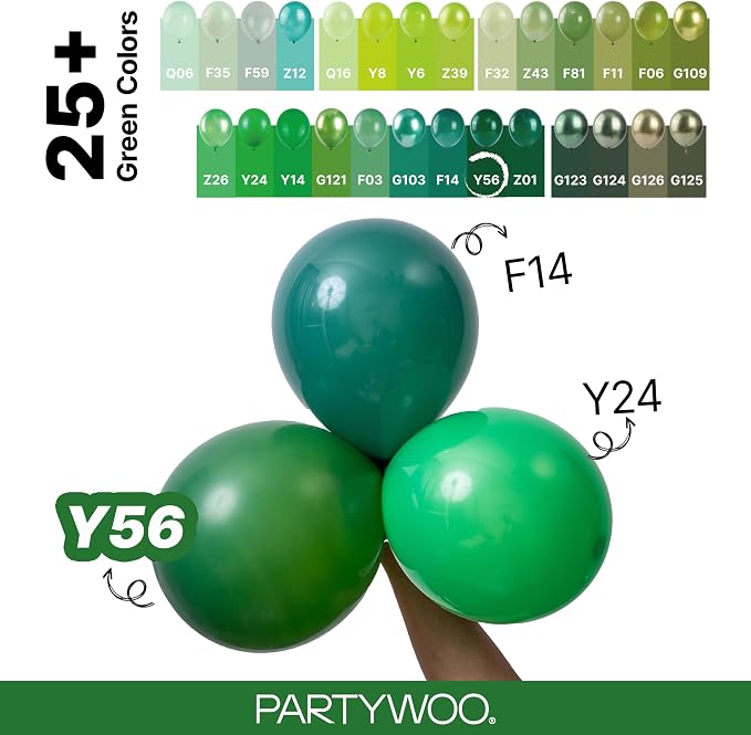 PartyWoo Dark Green Balloons 155pcs Emerald Hunter Forest Green Color | - Image 4