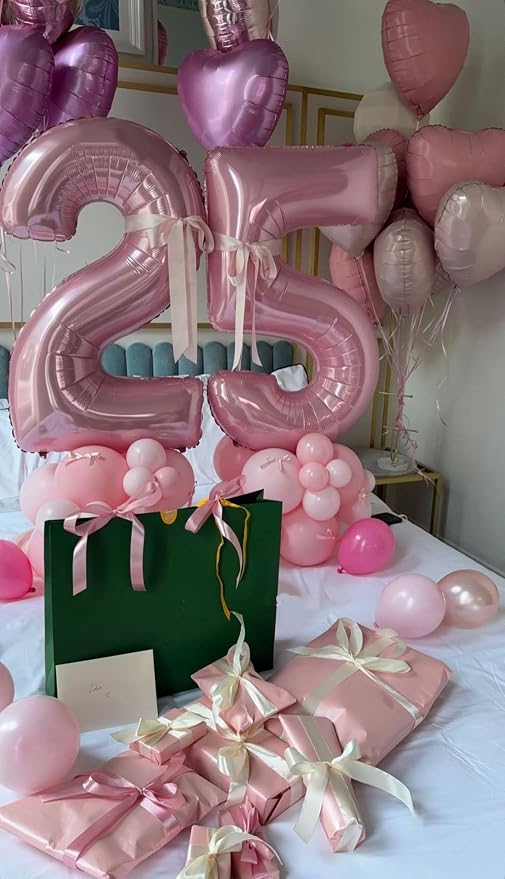 15 Balloon Number 40 Inch Pastel Pink Balloons - Image 4