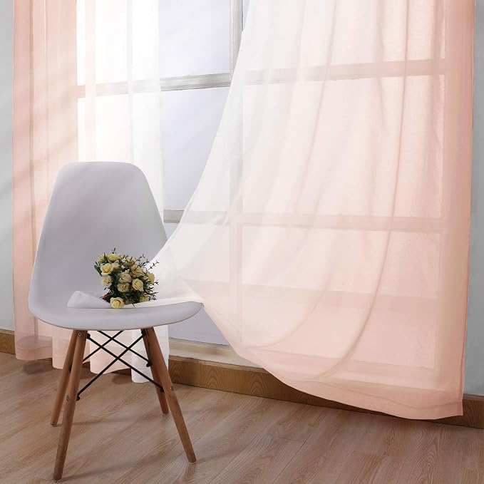 DWCN Blush Pink Ombre Sheer Curtains - Image 2