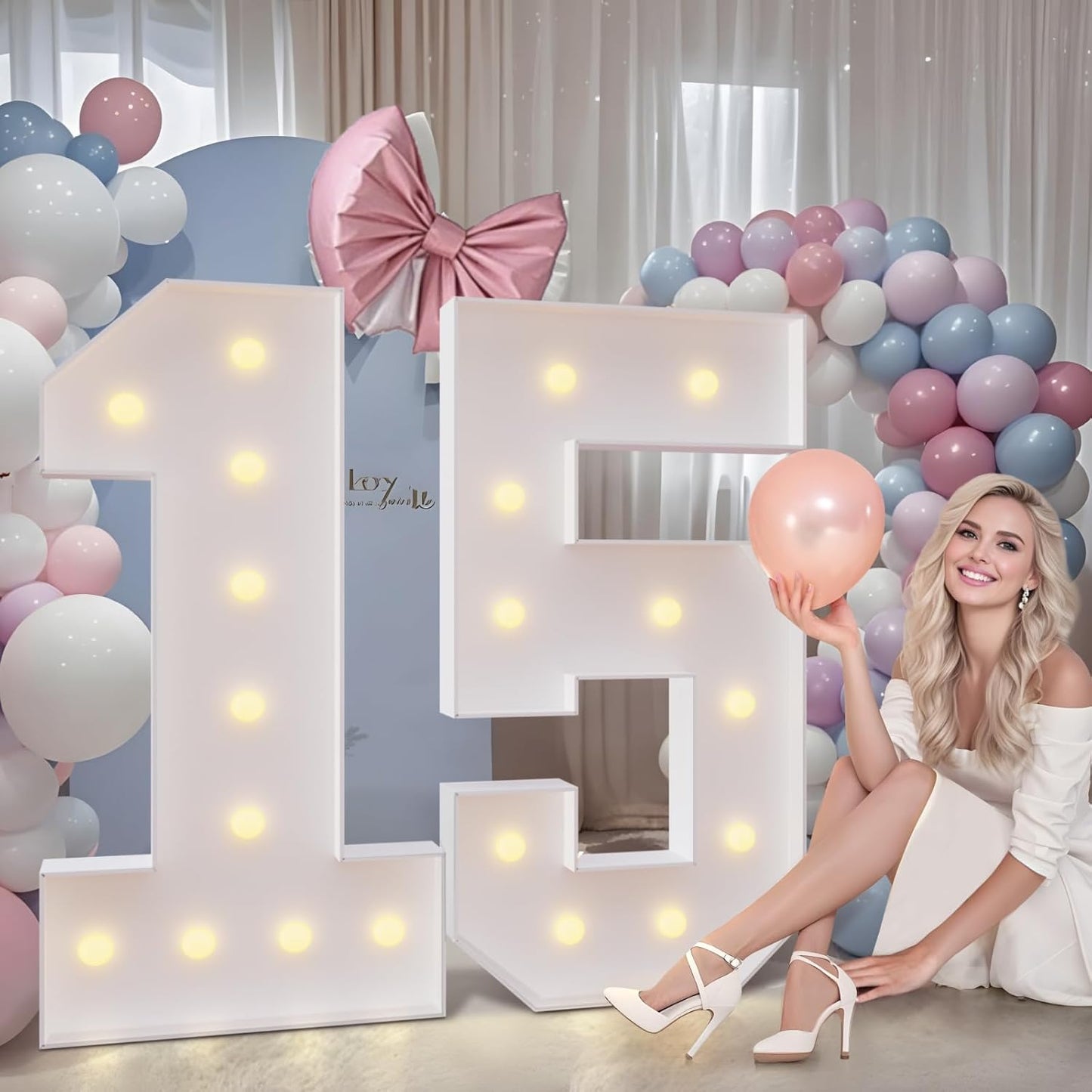 imprsv 4FT Marquee Numbers 21,DIY Light Up Numbers for 21st Birthday Decorations, Party Decorations,Anniversary Party Decor,Mosaic Number for Balloons Number 21,Pre-Cut Foam Board Kit