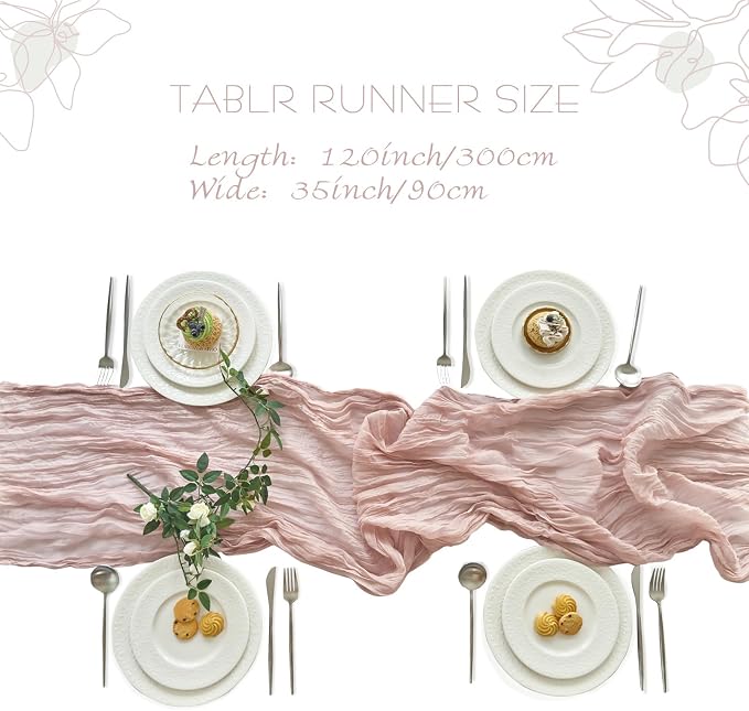 IVAPUPU 6 Pcs Cheesecloth Table Runner - 10ft Dusty Pink Boho Gauze Cheese - Image 4