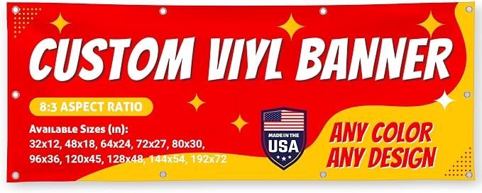 Custom Vinyl Banner with 150+ Sizes – Personalized Outdoor or Indoor Sign – Any by Unknown
