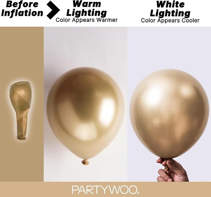 PartyWoo Metallic Gold Balloons 152pcs Chrome Gold Color 18 12 10 5 Inch | 18 - Image 3